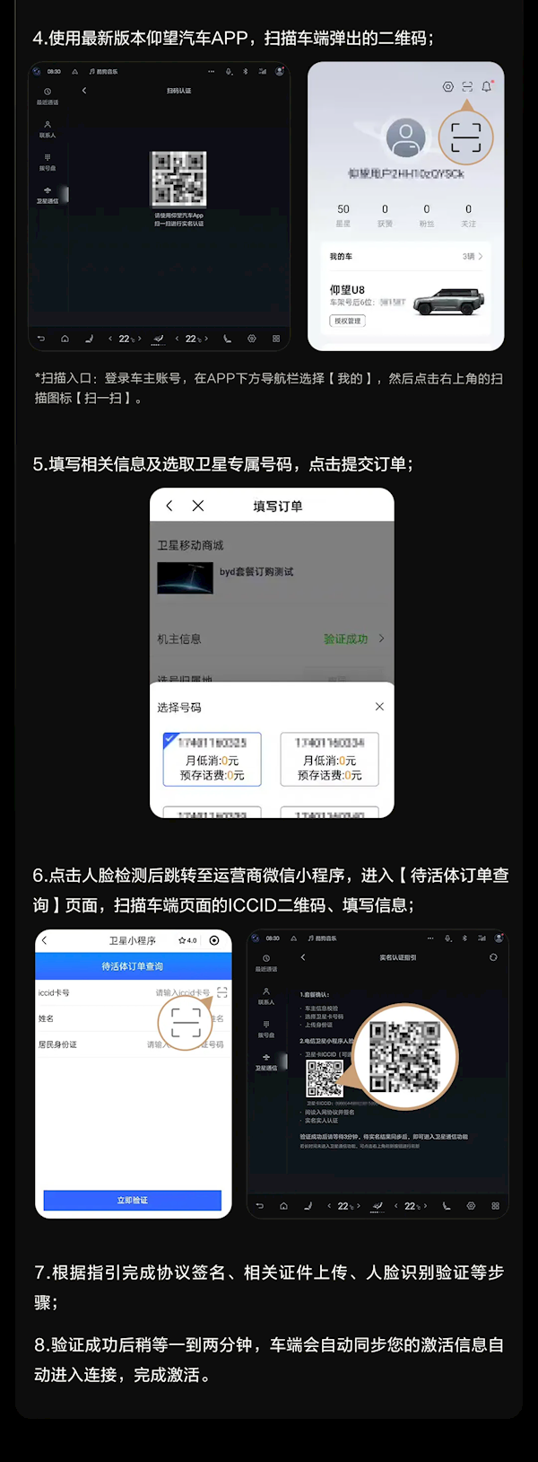 一图看懂：仰望U8车载卫星通信如何操作