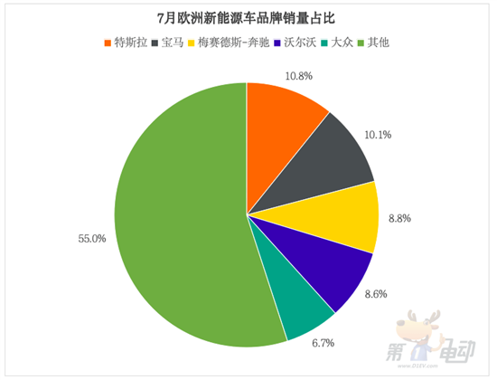 7月欧洲新能源车销量榜：Model Y等车腰斩